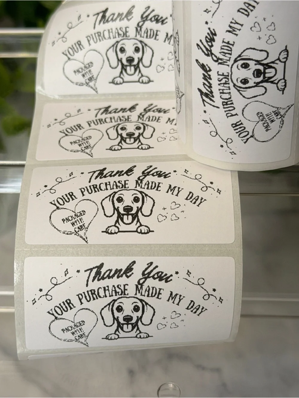 200 Dachshund Thank You Stickers 2x1 Packaged with Care Small Business Labels
